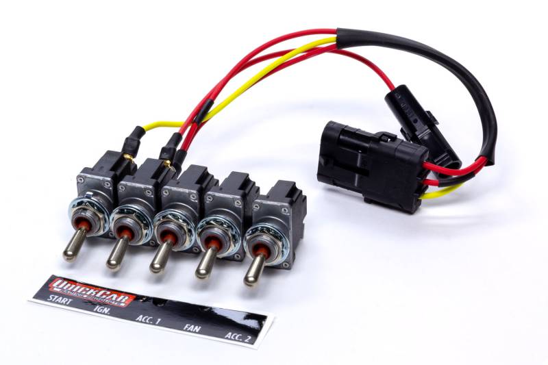 QuickCar Switch Panel - 3-3/4 x 1-1/4 in - 4 Toggles/1 Momentary Toggle