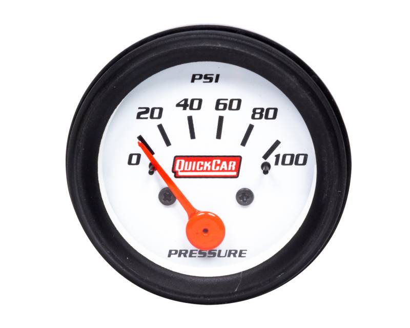 QuickCar Oil Pressure Gauge - 0-100 psi - 2 in Diameter - White Face