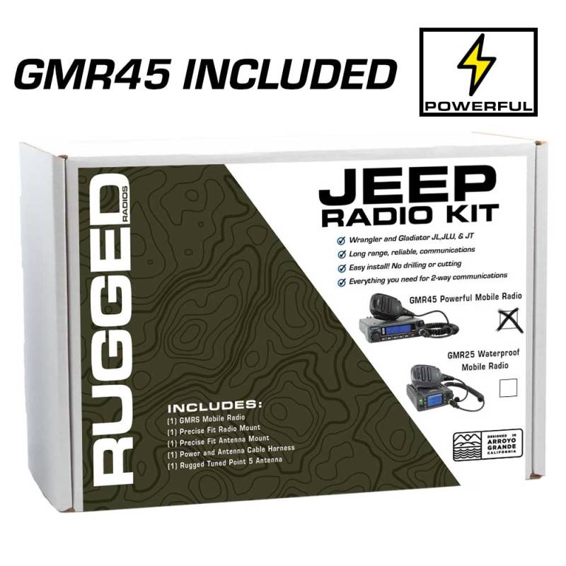 Rugged Radios JP1 Jeep Radio Kit - with GMR45 POWER HOUSE Mobile Radio for Jeep JL Wrangler, JT Gladiator
