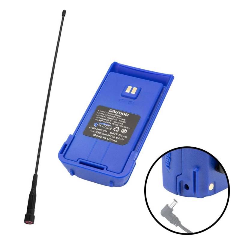 Rugged Radios Long Range Upgrade for R1 Handheld Radio- Long Range Antenna & XL Battery