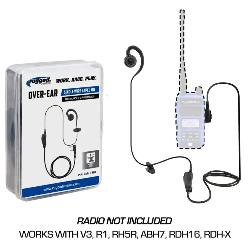 Rugged Radios Single Wire Ear Hook Lapel Mic for Rugged Radios Handheld Radios