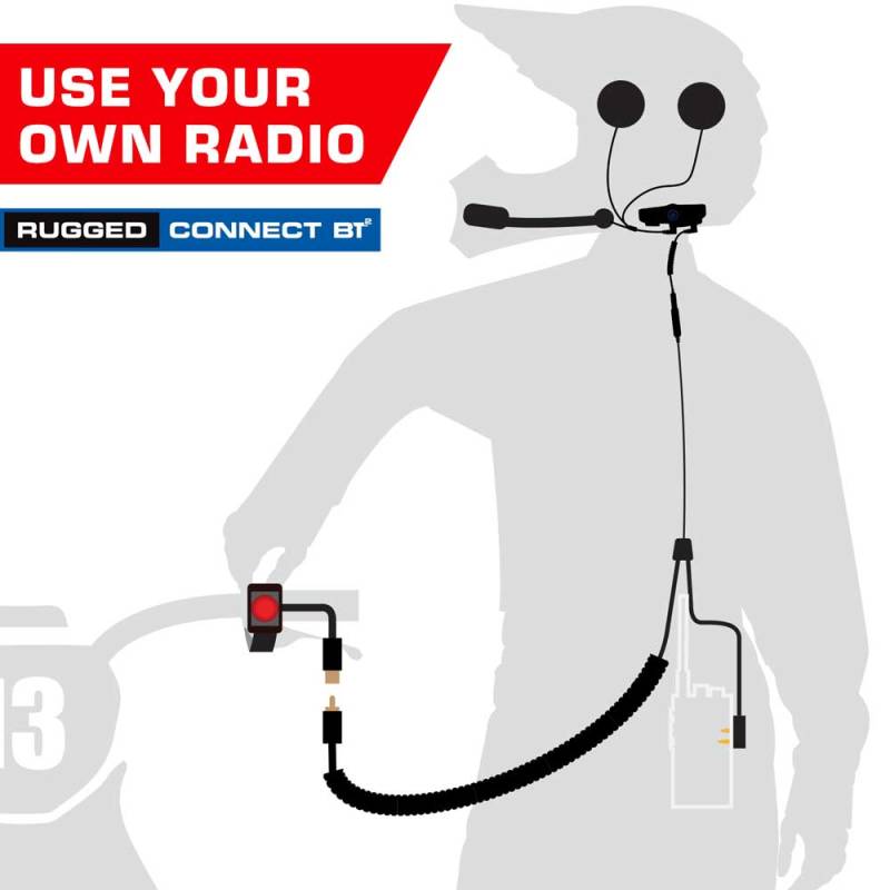 Rugged Radios CONNECT BT2 Moto Kit Without Radio - Bluetooth Headset, Super Sport Harness, & Handlebar Push-To-Talk