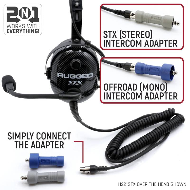 Rugged Radios ULTIMATE HEADSET for STEREO and OFFROAD Intercoms - Over The Head