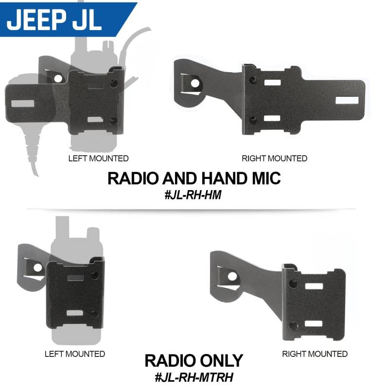 Rugged Radios Handheld Radio Grab Bar Mount for Jeep JK and JL - Fits R1 / V3 / GMR2 / RH-5R radios - JL - Radio-Only Mount