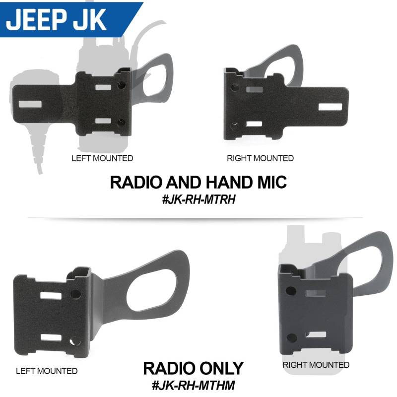 Rugged Radios Handheld Radio Grab Bar Mount for Jeep JK and JL - Fits R1 / V3 / GMR2 / RH-5R radios - JK - Radio/Hand Mic Mount