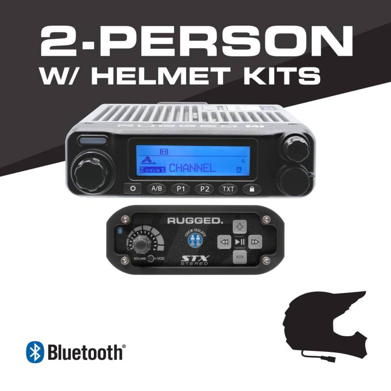 Rugged Radios 2 Person STX STEREO Bluetooth Intercom and M1 Waterproof Rugged Radios Radio