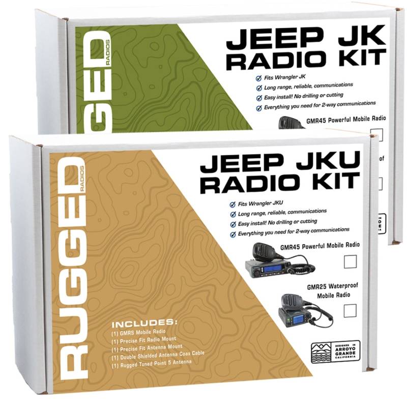 Rugged Radios Jeep Wrangler JK and JKU Two-Way GMRS Mobile Radio Kit - 25 Watt Jeep JK 2-Door (2011-2018)