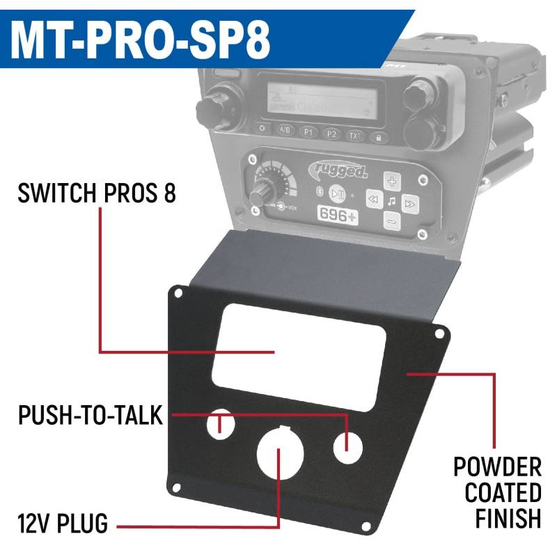 Rugged Radios Lower Accessory Panel - Switch Pros 12 - Polaris RZR PRO XP/RZR Turbo R/RZR PRO R Dash Mount Radio/Intercom