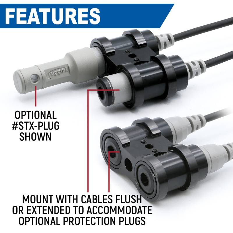 Rugged Radios Dual Headset or Helmet STX STEREO Jack - Bar Mount