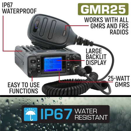 Rugged Radios Adventure Radio Kit - GMR25 Waterproof GMRS and External Speaker