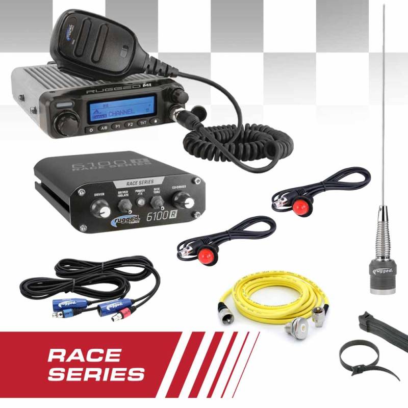 Rugged Radios Offroad Race Kit - Complete RACE SERIES Communication Kit - M1 RACE SERIES Radio and 6100 RACE SERIES Intercom without DSP Chips