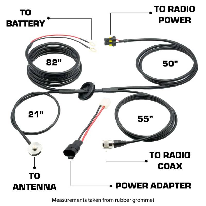 Rugged Radios Power and Antenna Cable Harness for Jeep JT, JL