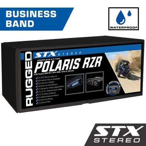 Rugged Radios Polaris RZR XP1 - Dash Mount - STX STEREO - Business Band - Alpha Audio STX Helmet Kits