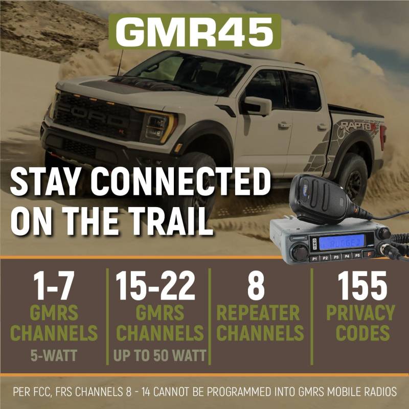 Rugged Radios Ford Raptor Two-Way Mobile Radio Kit - 45 Watt GMR45 - GMRS