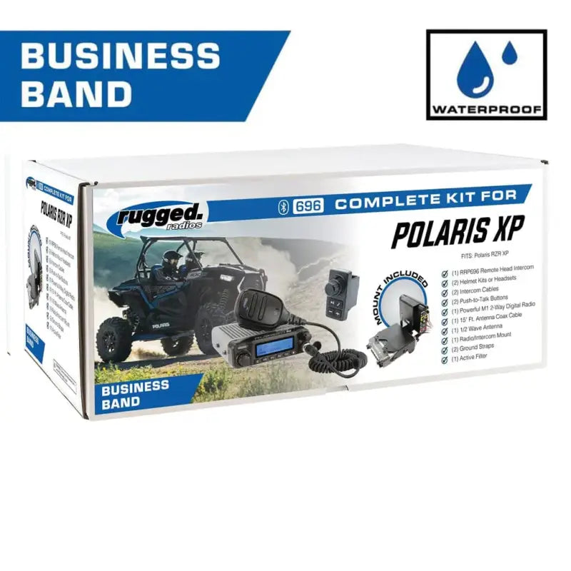 Rugged Radios Polaris RZR XP - 696 PLUS REMOTE HEAD Intercom with Business Band Radio - Alpha Helmet Kits