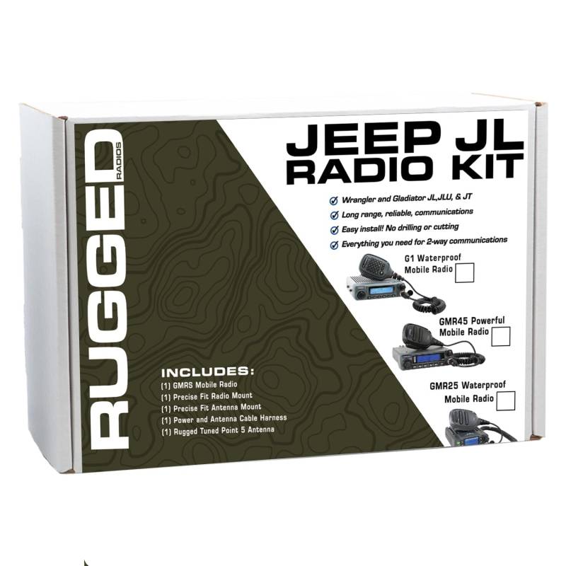 Rugged Radios Jeep Wrangler JL, JLU, and Gladiator JT Two-Way GMRS Mobile Radio Kit - 41 Watt - G1 Waterproof