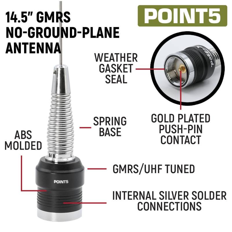 Rugged Radios Jeep Wrangler JK and JKU Two-Way GMRS Mobile Radio Kit - JK 2-Door 11-18 Jeep - 41 Watt - G1 Waterproof Radio