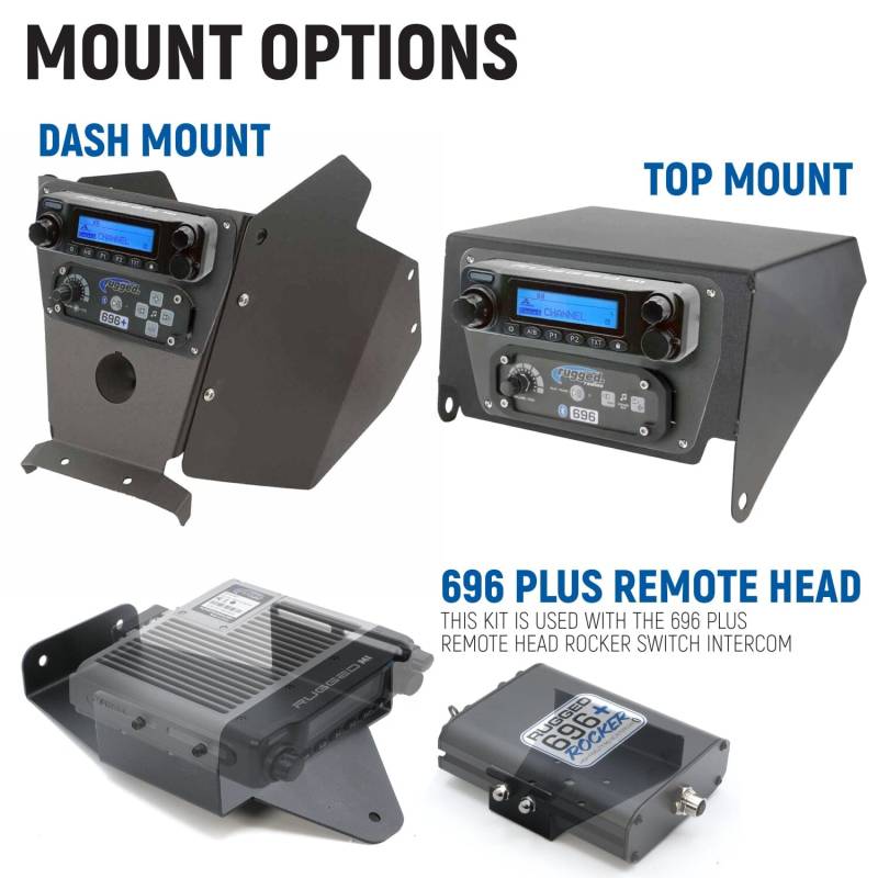 Rugged Radios 696 PLUS G1 GMRS Mobile Radio and Intercom Kit - Dash Mount - Can-Am Maverick X3