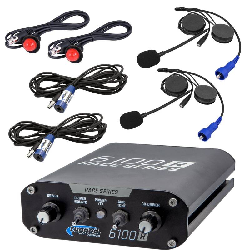 Rugged Radios RRP6100 2 Person Race Intercom System with Helmet Kits - DSP Chips Installed