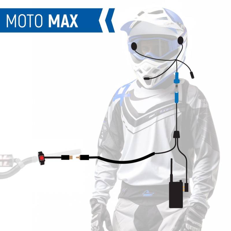 Rugged Radios MOTO MAX Complete Motorcycle Communication Kit with Heavy-Duty OFFROAD Cables - With High-Viz RDH-X