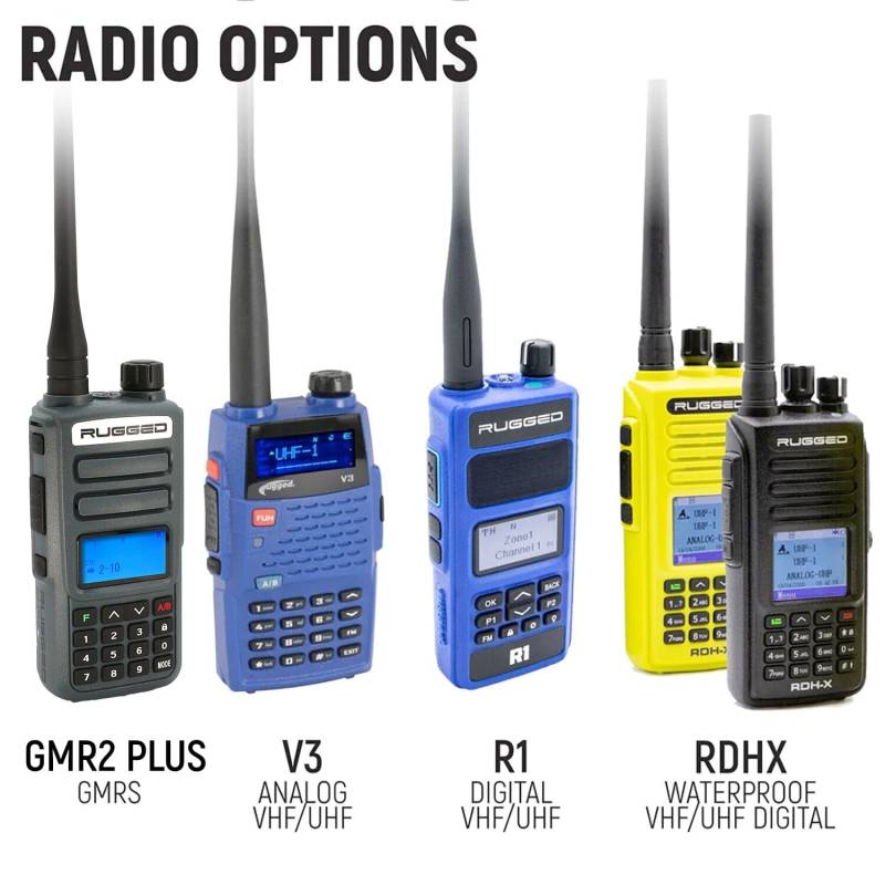 Rugged Radios MOTO MAX Complete Motorcycle Communication Kit with Heavy-Duty OFFROAD Cables - With High-Viz RDH-X