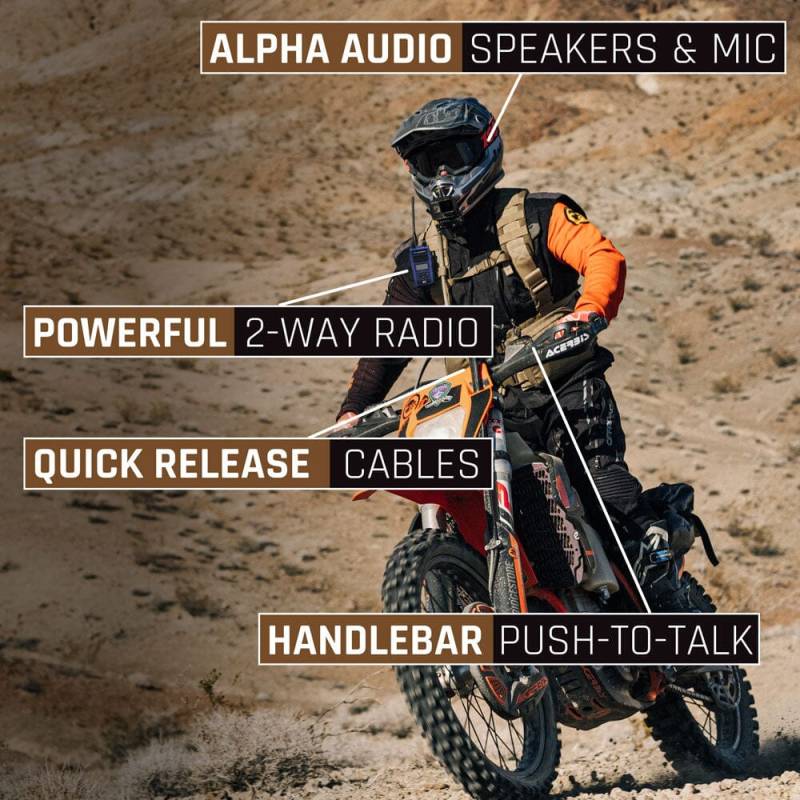 Rugged Radios MOTO MAX Complete Motorcycle Communication Kit with Heavy-Duty OFFROAD Cables - With V3 - Business Band Radio