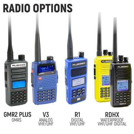 Rugged Radios PATROL Moto Kit - Ear Piece and Hand Mic - With High-Viz RDH-X - Business Band Radio