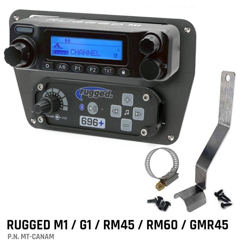 Rugged Radios Can-Am Commander Intercom and Radio Mount - Rugged Radios M1/G1/RM45/RM60/GMR45 with Switch Holes