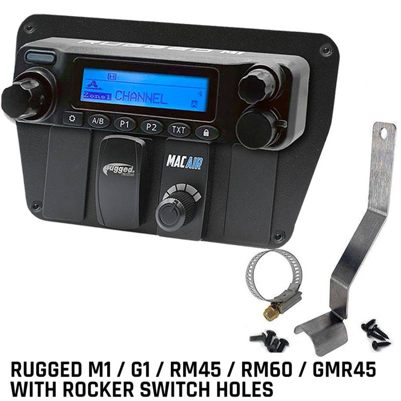 Rugged Radios Can-Am Commander Intercom and Radio Mount - Rugged Radios M1/G1/RM45/RM60/GMR45 with Switch Holes
