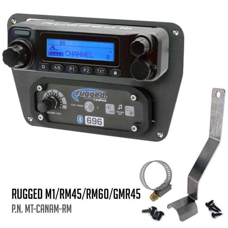 Rugged Radios Can-Am Commander Intercom and Radio Mount - Rugged Radios M1/G1/RM45/RM60/GMR45 with Switch Holes