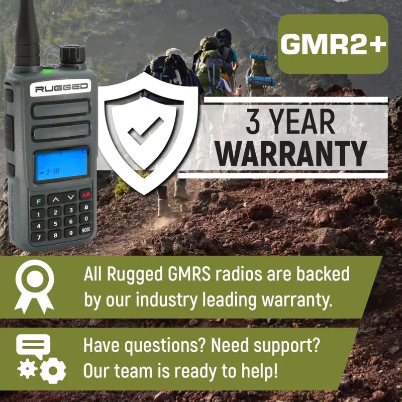 Rugged Radios GMR2 PLUS GMRS and FRS Two Way Handheld Radio - Grey
