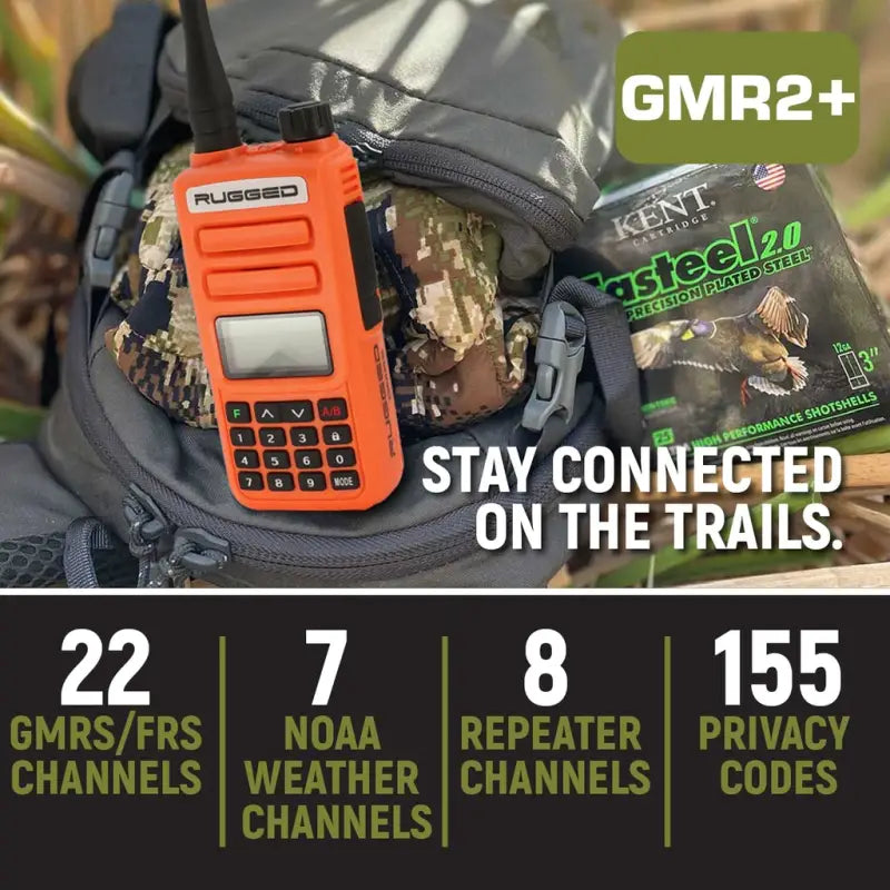 Rugged Radios GMR2 PLUS GMRS and FRS Two Way Handheld Radio - Safety Orange