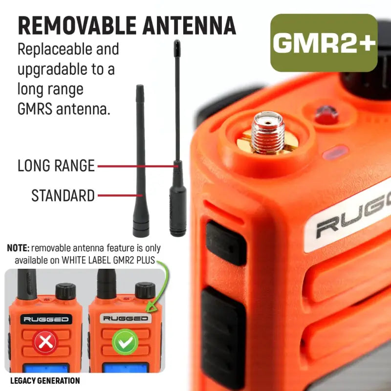 Rugged Radios GMR2 PLUS GMRS and FRS Two Way Handheld Radio - Safety Orange