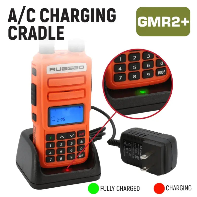 Rugged Radios GMR2 PLUS GMRS and FRS Two Way Handheld Radio - Safety Orange
