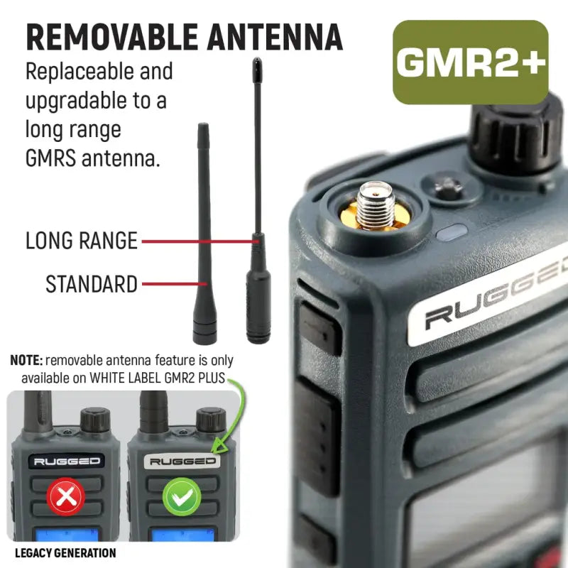 Rugged Radios GMR2 PLUS GMRS and FRS Two Way Handheld Radio - Grey - 2 Pack