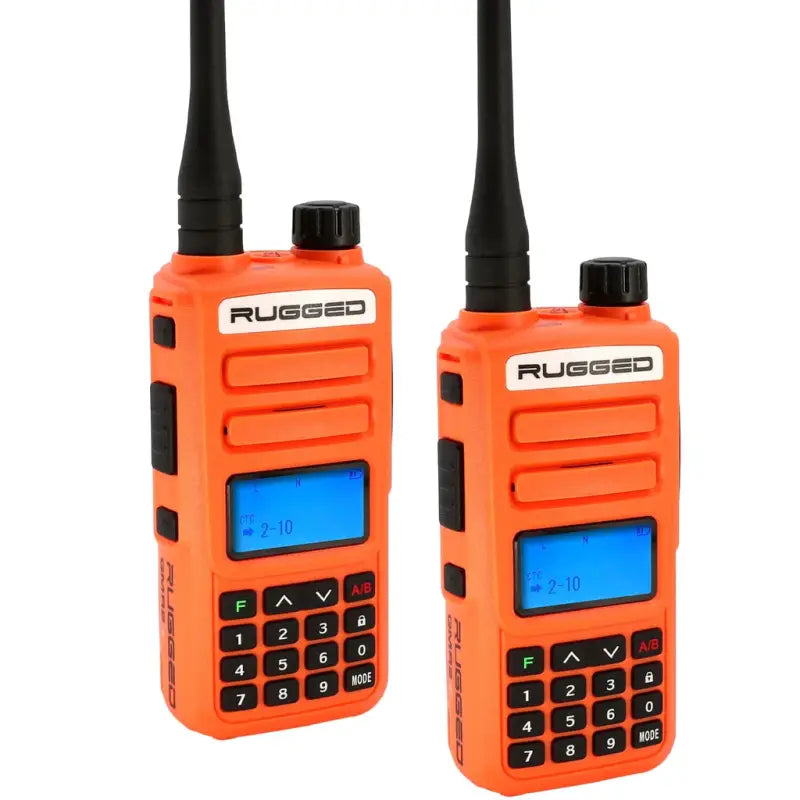 Rugged Radios GMR2 PLUS GMRS and FRS Two Way Handheld Radio - Safety Orange - 2 Pack