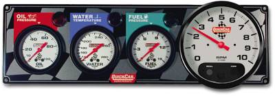 QuickCar 3 Gauge Panel - w/ 3-3/8" Tachometer - OP/WT/FP w/ 3-3/8" Remote Recall Tachometer