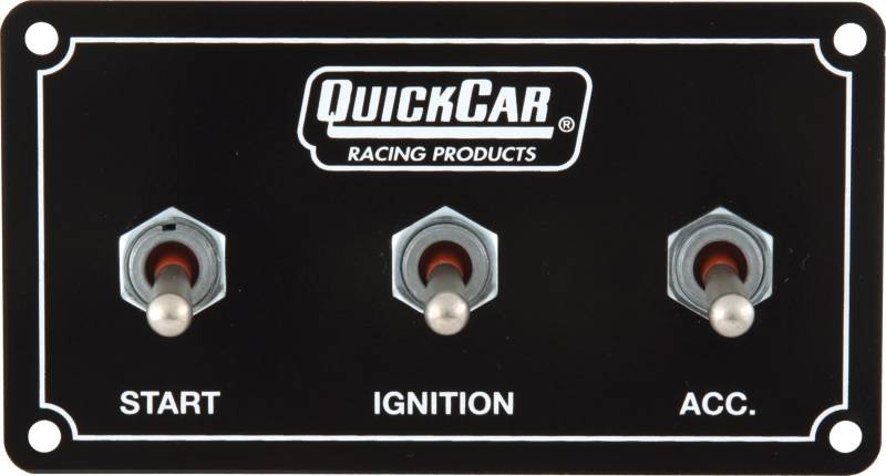 QuickCar Extreme Dash Mount Switch Panel - 4.625 x 2.5 in - 2 Toggles / 1 Momentary Toggle - Black 50-720