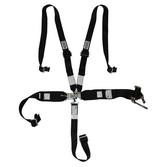 Hooker Harness Latch & Link Harness - 5-Point - HANS Compatible - Left Lap Belt Upside Down Rachet Adjust - Black