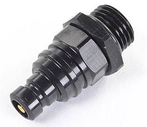 Jiffy-tite 2000 Series Quick-Connect -6 AN Male O-Ring Boss Plug Fitting - Valved - Stealth Black Finish