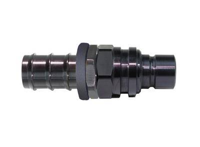 Jiffy-tite 5000 Series Quick-Connect -10 AN Male Push Lock Plug Hose End - Valved - Fluorocarbon Seal - Stealth Black Finish