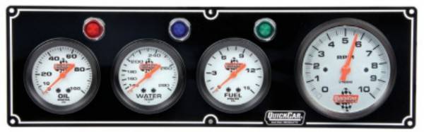 QuickCar 3-1 Gauge Panel w/ 3-3/8" Tach - OP/WT/FP