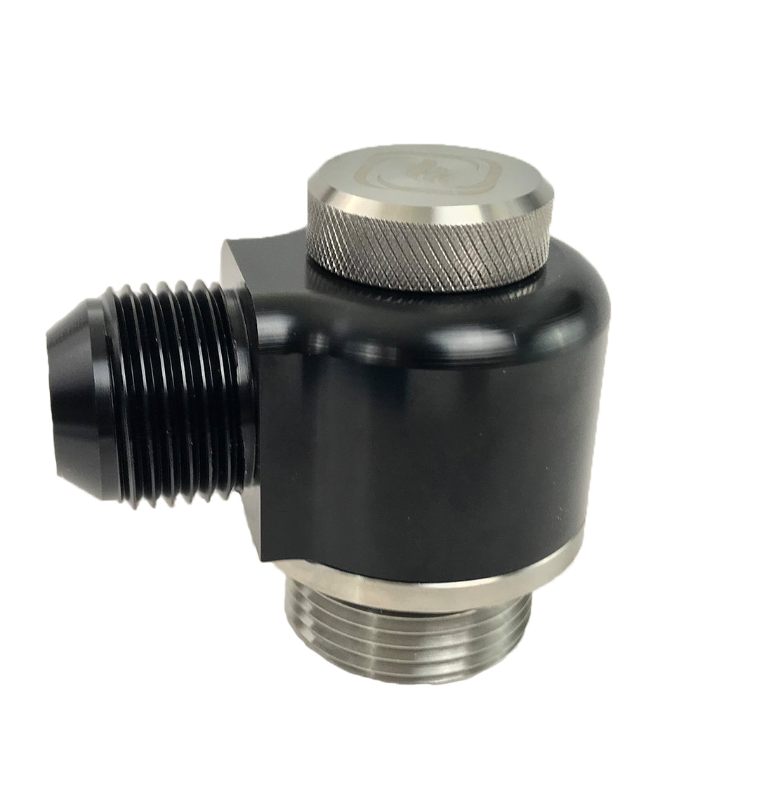 Frankenstein Screw-In 16 AN Male O-Ring Thread Breather - 12 AN Male Evacuation Fitting - Black / Natural