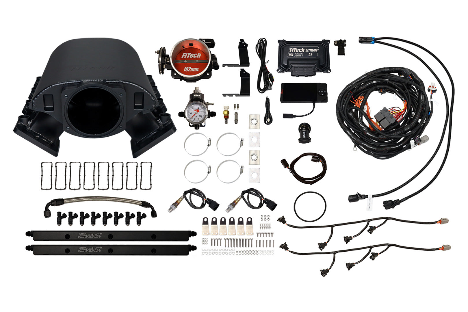 FiTech Ultimate Rebel LS 1000HP EFI System w/o Transmission Controller - Black - GM LS-Series