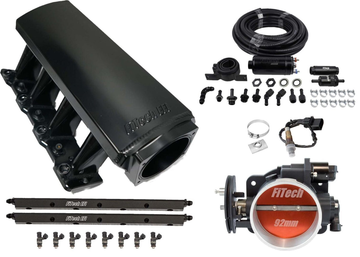 FiTech Ultimate Tall Multi Port Fuel Injection - 36 lb/hr Injectors - 92 mm Throttle Body - Black - GM LS-Series