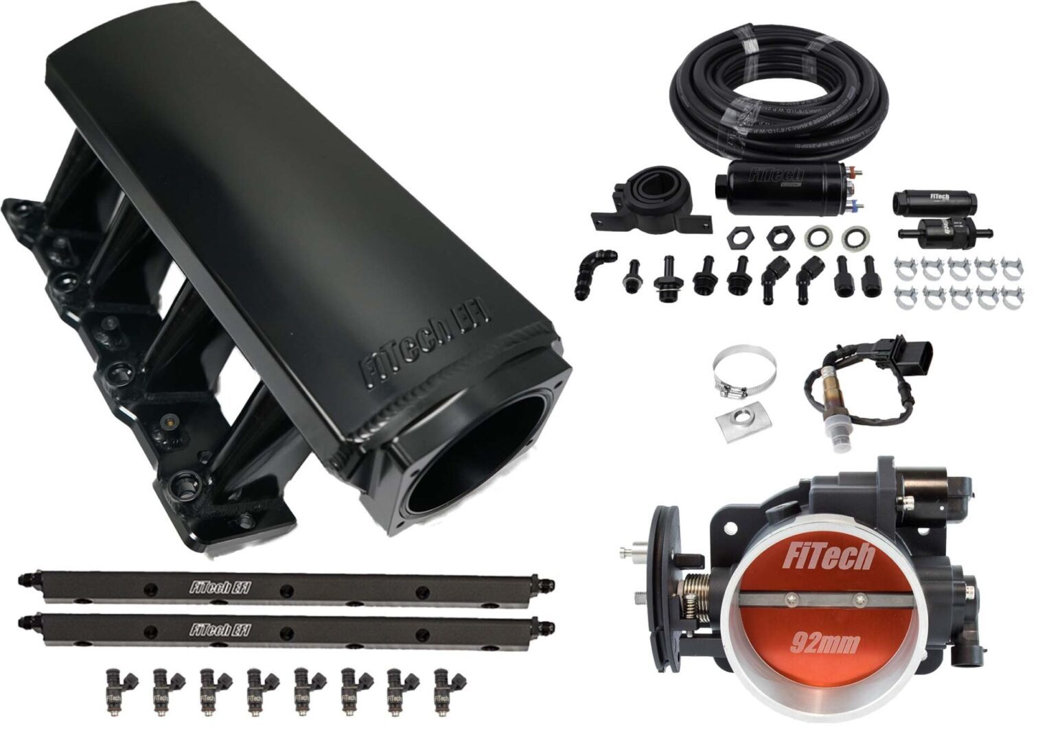 FiTech Ultimate Tall Multi Port Fuel Injection - 36 lb/hr Injectors - 92 mm Throttle Body - Black - GM LS-Series