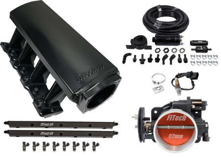 FiTech Ultimate Tall Multi Port Fuel Injection - 36 lb/hr Injectors - 92 mm Throttle Body - Black - GM LS-Series