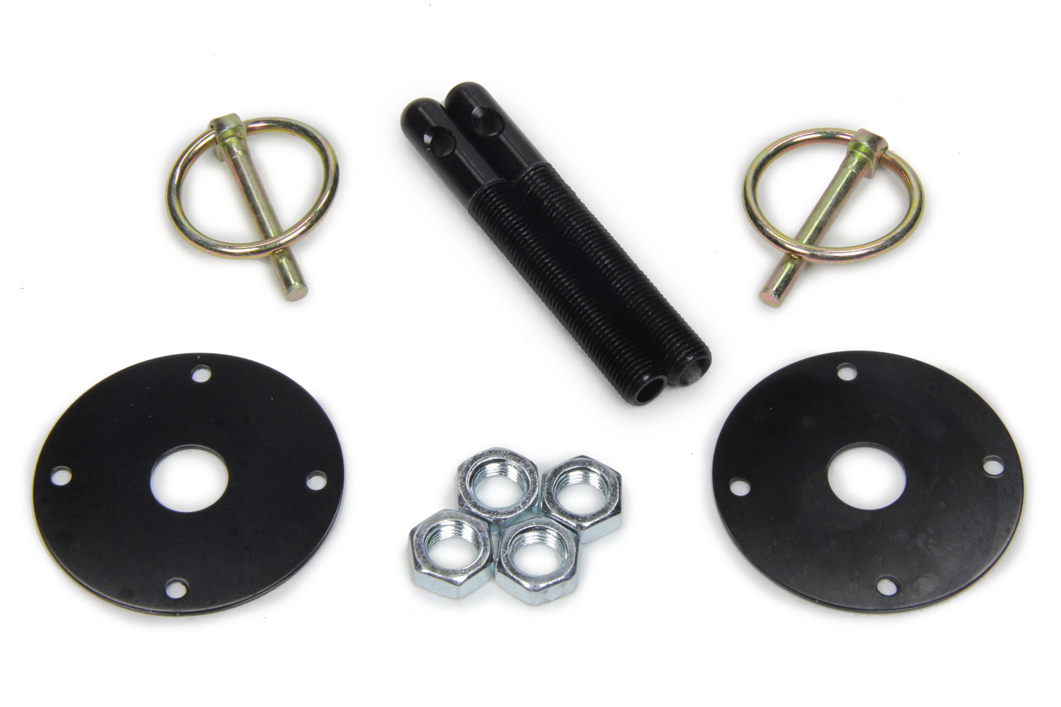 Five Star Hood Pin - 2-1/8" OD Scuff Plates - Torsion Clips - Hardware Included - Aluminum - Black