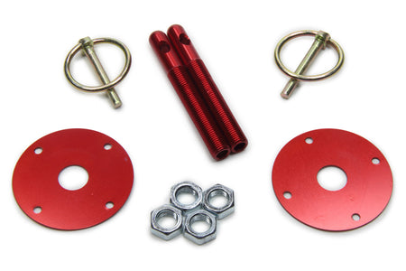 Five Star Hood Pin - 2-1/8" OD Scuff Plates - Torsion Clips - Hardware Included - Aluminum - Red