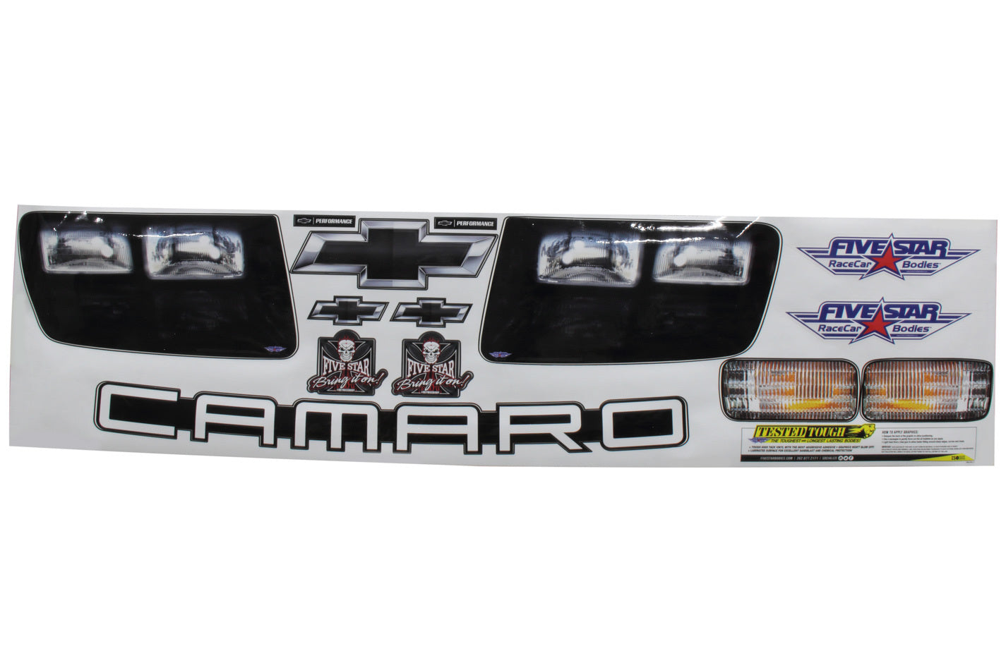 Five Star Headlight Nose Only Graphics Kit: 92 Camaro